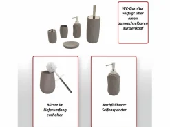 MCW Juego de baño de 5 piezas -H88, Gris