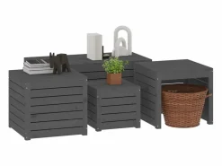 Outlet Juego de cajas de jardín 4 piezas madera maciza de pino Baúl De Jardín