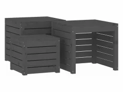 Outlet Juego de cajas de jardín 4 piezas madera maciza de pino Baúl De Jardín