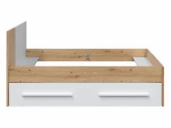 Best Juego de Cama con Cabecero y Dos Cajones en melamina Color - Longitud 196 x Profundidad 97 x Altura 77 cm Blanco