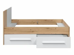 Best Juego de Cama con Cabecero y Dos Cajones en melamina Color - Longitud 196 x Profundidad 97 x Altura 77 cm Blanco