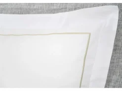 Clearance Palacio Juego de cama en percal 80 hilos/ cm² - Funda 220 x 240 cm + 2 fundas Blanco y beige - CHARMY Beige / Blanco