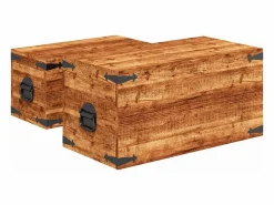 Discount Juego de cofres de almacenamiento 2 uds madera de mango rugosa Baúl Y Arcón