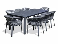 Hot Paris Garden Juego de comedor de jardín de aluminio de 8 plazas Gris antracita