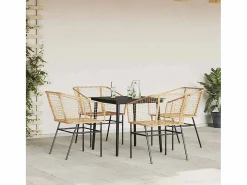 New Clicnbuy Juego de comedor jardín 5 piezas ratán sintético marrón Marru00f3n