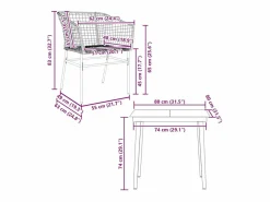 New Clicnbuy Juego de comedor jardín 5 piezas ratán sintético marrón Marru00f3n