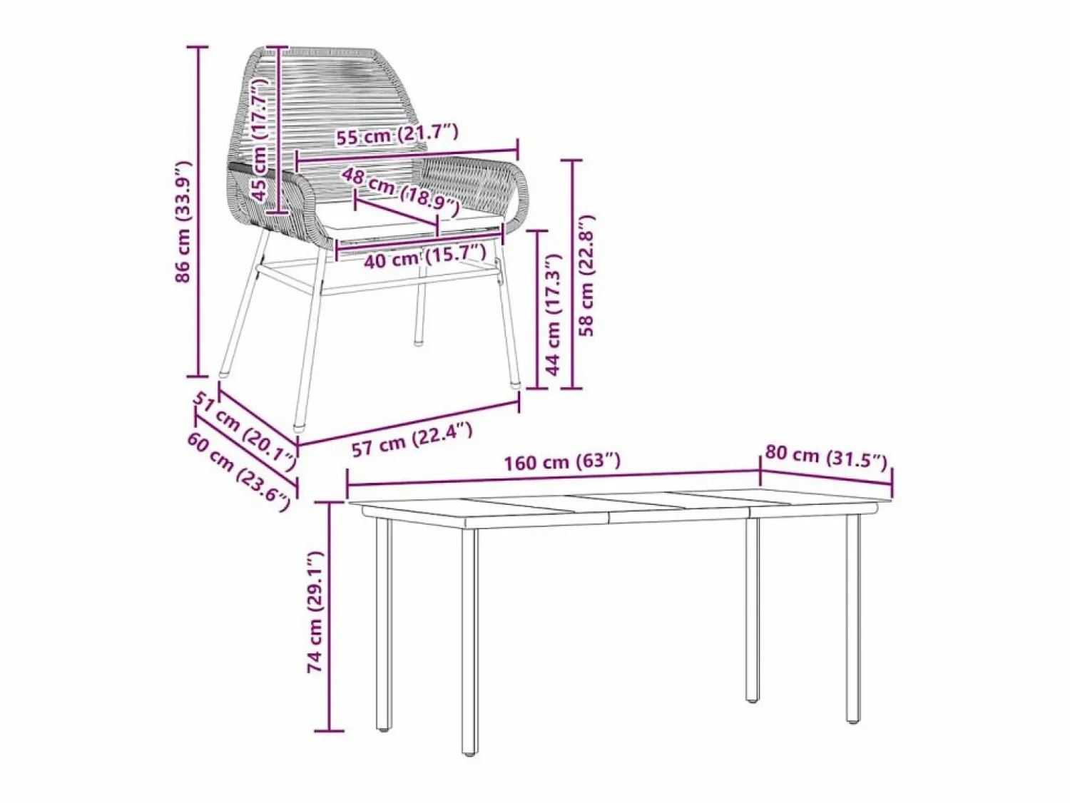Clearance Juego de comedor jardín 5 piezas cojines ratán sintético marrón Comedores De Jardín