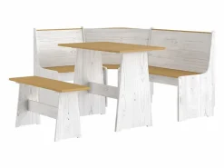 Discount Juego de comedor REINE 3 pzas madera maciza pino marrón blanco Mesa Alta