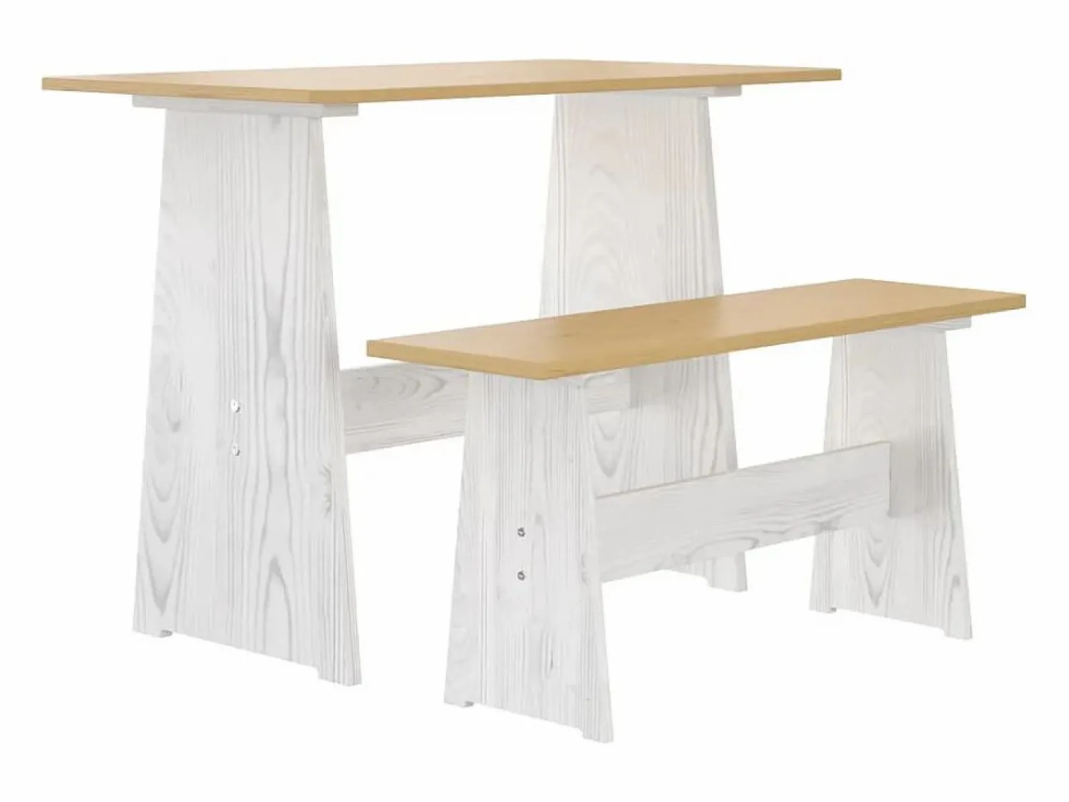 Discount Juego de comedor REINE 3 pzas madera maciza pino marrón blanco Mesa Alta
