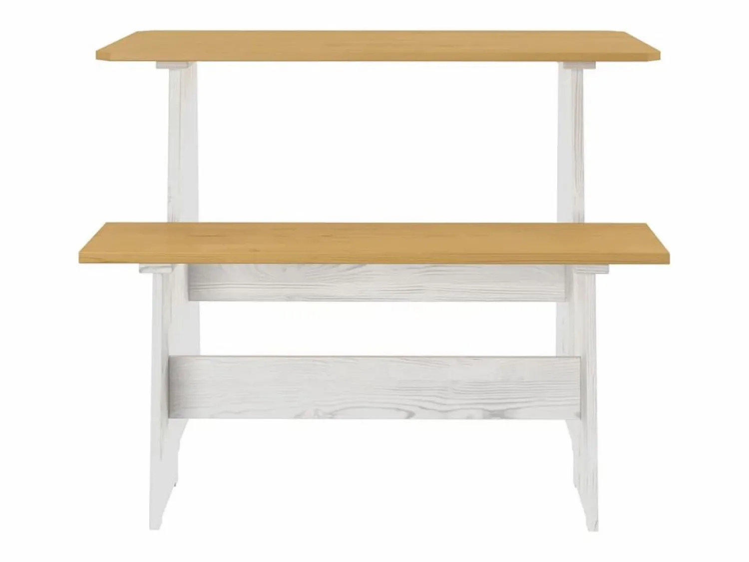 Discount Juego de comedor REINE 3 pzas madera maciza pino marrón blanco Mesa Alta