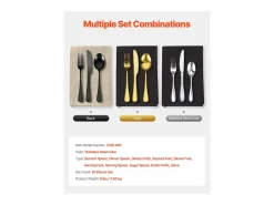 Discount Juego de Cubiertos SucceBuy Juego de Cubiertos de Acero Inoxidable de 65 Piezas, para 12 Personas, para Cocina. Cubierto