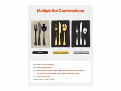Online Juego de Cubiertos SucceBuy Juego de Cubiertos de Acero Inoxidable de 45 Piezas, para 8 Personas, para Utensilios de Cocina.