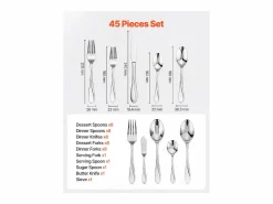Online Juego de Cubiertos SucceBuy Juego de Cubiertos de Acero Inoxidable de 45 Piezas, para 8 Personas, para Utensilios de Cocina.