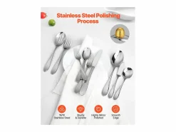 Online Juego de Cubiertos SucceBuy Juego de Cubiertos de Acero Inoxidable de 45 Piezas, para 8 Personas, para Utensilios de Cocina.