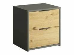 Clearance Juego de dormitorio completo diseño IZO: Armario, cama 180x200, cómoda, mesitas de noche, roble/ antracita Dormitorio Completo