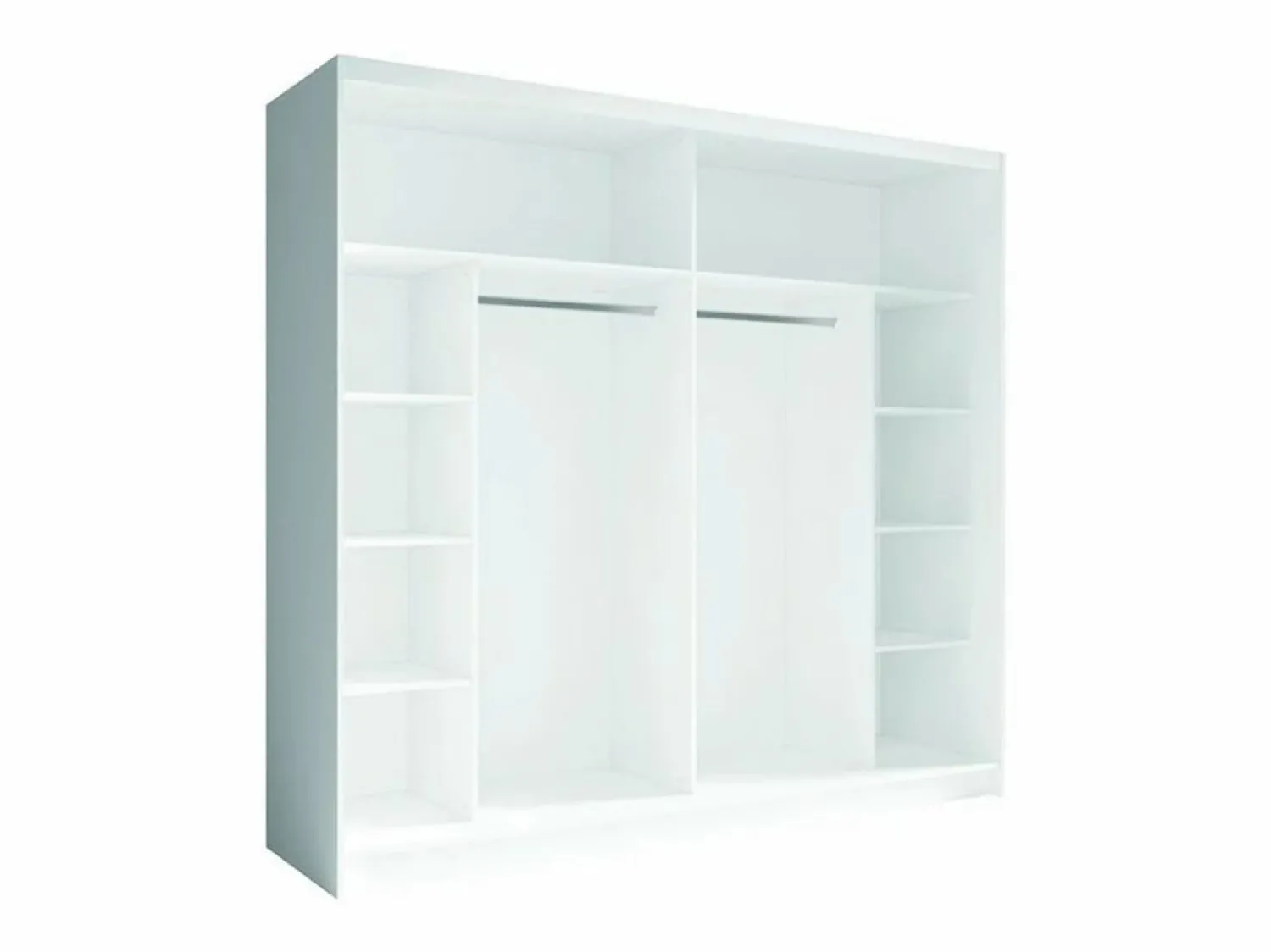 Outlet Meublorama Juego de dormitorio NOFI - Cama de 160x200 cm con somier, 2 cajones, mesitas de noche, armario y cómoda - Blanco