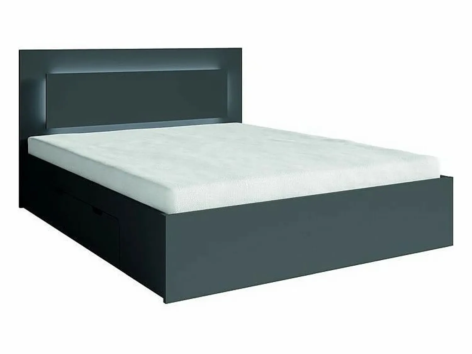 Outlet Meublorama Juego de dormitorio NOFI - Cama de 180x200 cm con somier, 2 cajones, mesitas de noche, armario y cómoda - gris grafito Gris antracita