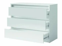 Sale Meublorama Juego de dormitorio VERONA: Cama de 160 cm, cómoda de 3 cajones, mesitas de noche, armario de 4 puertas, brillante. Blanco