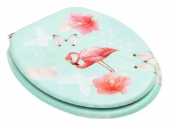 Outlet Juego de dos asientos de inodoro con tapa de cierre suave MDF diseño Flamingo 02_0002973 Tapa De Inodoro