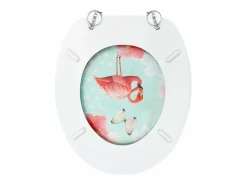 Outlet Juego de dos asientos de inodoro con tapa de cierre suave MDF diseño Flamingo 02_0002973 Tapa De Inodoro