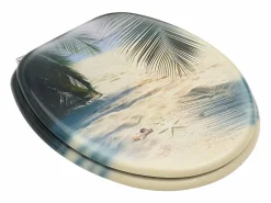 Hot Juego de dos asientos de inodoro con tapa de MDF diseño de playa 02_0002978 Tapa De Inodoro
