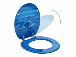 Online Helloshop26 Juego de dos asientos de inodoro con tapa de cierre suave MDF con diseño de gotas de agua 02_0002974 Azul