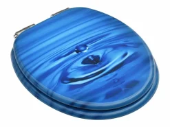 Helloshop26 Juego de dos asientos de inodoro con tapa de cierre suave MDF diseño de gotas de agua 02_0002980
