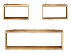 Clearance Juego de estantes cubo de pared 3 piezas madera maciza de mango ES861432 Estantería