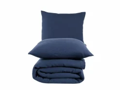 Best Juego de funda de edredón + 2 fundas de almohada de gasa de algodón- marino Funda De Almohada