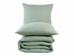 Blanc avenue Juego de funda de edredón + 2 fundas de almohada de gasa de algodón- celadón