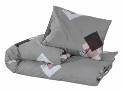 Clearance Juego de funda nórdica algodón 140x200 cm ES755368 Gris