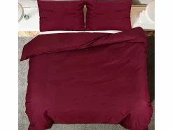 Outlet Juego de funda nórdica algodón color burdeos 260x240 cm ES310617 Ropa De Cama|Juego De Sábanas