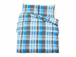 Juego de funda nórdica algodón azul y 200x200 cm ES540491 Gris