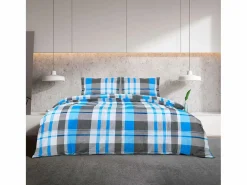 Juego de funda nórdica algodón azul y 200x200 cm ES540491 Gris