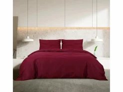 Sale Juego de funda nórdica microfibra ligera burdeos 260x240 cm ES737391 Ropa De Cama|Juego De Sábanas