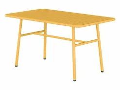 MYLIA Juego de jardín en metal: un banco, 2 sillones bajos y una mesa de centro - Amarillo - MIRMANDE de