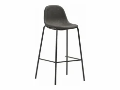 New vidaxl Juego de mesa alta y taburetes 5 piezas tela oscuro Gris