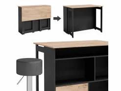 Vicco Juego de mesa de bar oro power roble/antracita 116x37x90.5 dominic