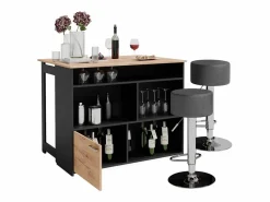 Vicco Juego de mesa de bar oro power roble/antracita 116x37x90.5 dominic
