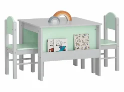 Clearance Sobuy Juego de Mesa y Silla Infantil de Madera Escritorio Infantil con 2 sillas Muebles Infantiles para Niños Verde y Gris KMB88-HG ES Gris claro / Verde claro