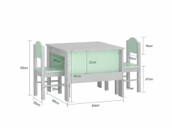 Clearance Sobuy Juego de Mesa y Silla Infantil de Madera Escritorio Infantil con 2 sillas Muebles Infantiles para Niños Verde y Gris KMB88-HG ES Gris claro / Verde claro