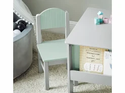 Clearance Sobuy Juego de Mesa y Silla Infantil de Madera Escritorio Infantil con 2 sillas Muebles Infantiles para Niños Verde y Gris KMB88-HG ES Gris claro / Verde claro