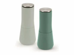 Joseph Joseph Juego de molinillos de sal y pimienta Milltop™ , a prueba de derrames, diseño elegante y práctico, fácil de usar y limpiar, color Sage