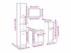 Sale Juego de muebles de baño 4 pzas contrachapada roble Sonoma Estantería Sobre Inodoro