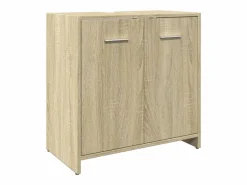 Sale Juego de muebles de baño 4 pzas contrachapada roble Sonoma Estantería Sobre Inodoro