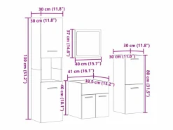 Discount vidaxl Juego de muebles de baño 4 pzas contrachapada roble Sonoma Marru00f3n