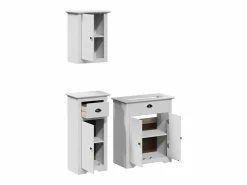 Outlet vidaxl Juego de muebles de baño BODO 3 pzas madera maciza pino Blanco