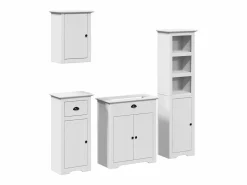 Hot vidaxl Juego de muebles de baño BODO 4 pzas madera maciza pino Blanco