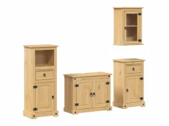 Online Juego de muebles de baño Corona 4 pzas madera maciza pino Estantería Sobre Inodoro