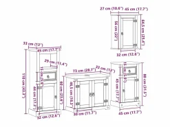Online Juego de muebles de baño Corona 4 pzas madera maciza pino Estantería Sobre Inodoro